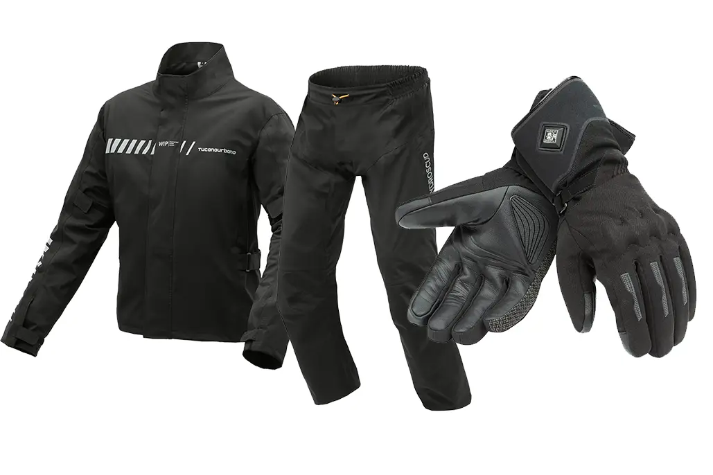 Tucano Urbano Diluvio Pro Jacket/Trousers And Hydroscud Heated Gloves 1 Tucano Urbano Diluvio Pro Jacket/Trousers And Hydroscud Heated Gloves